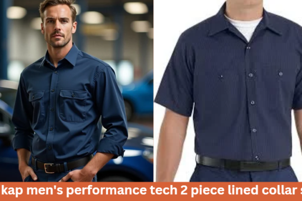 red kap men's performance tech 2 piece lined collar shirt