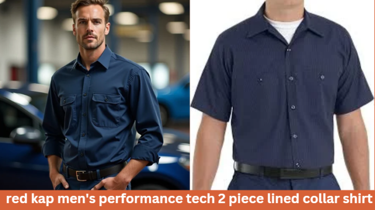 red kap men's performance tech 2 piece lined collar shirt