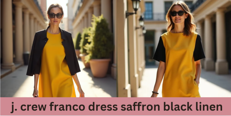 j. crew franco dress saffron black linen